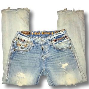 Mens Rock Revival Wade Slim Boot Jeans 30x27